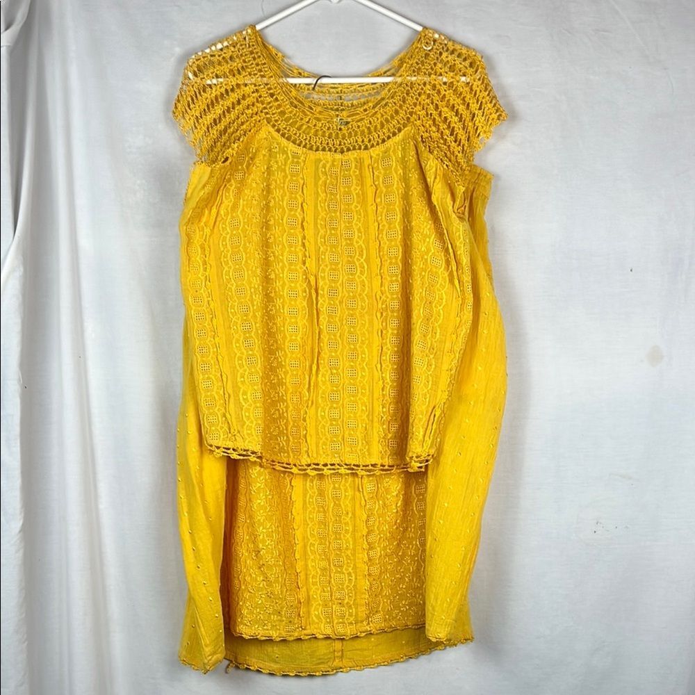 Vintage Sunflower Yellow Two Piece Cotton Skirt Set